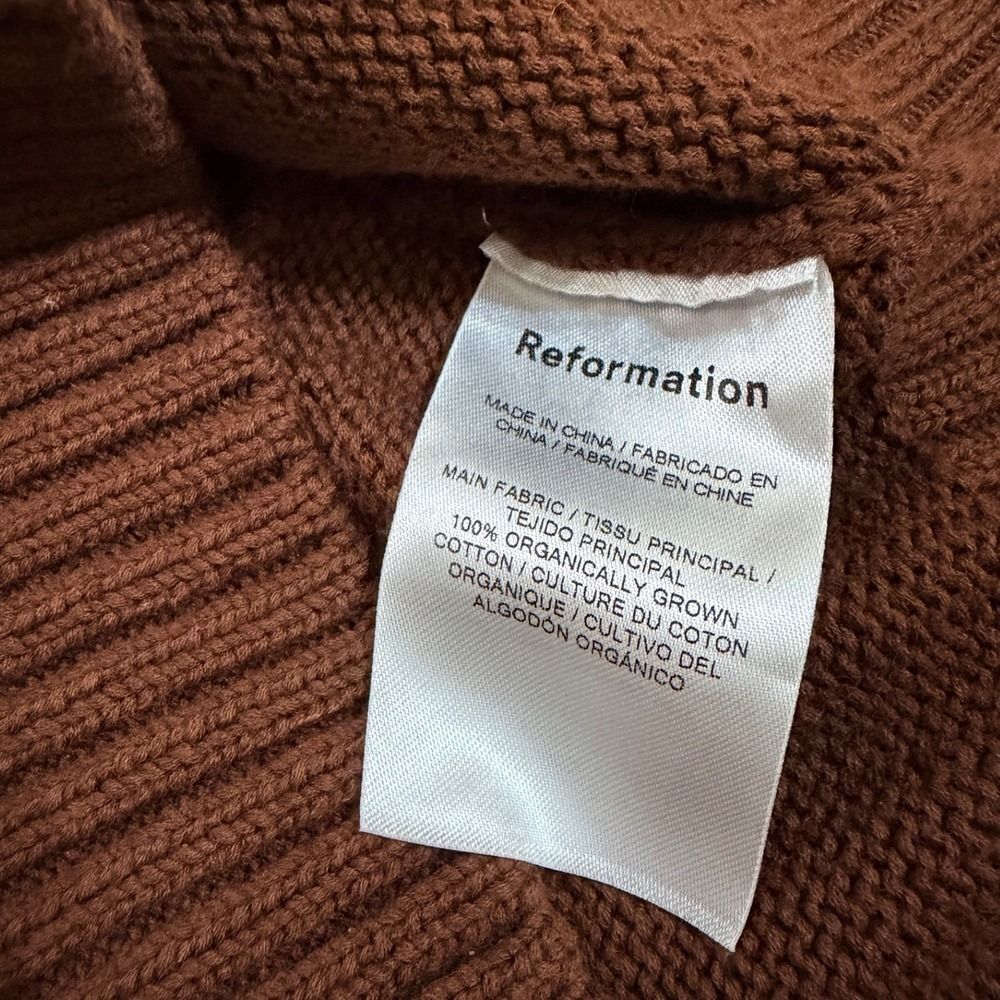 Reformation Women's Knit Cropped Top Brown Scoop Neck Organic Cotton Size Small - Picture 6 of 6